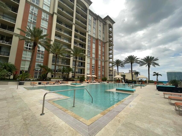 view of pool featuring a patio area