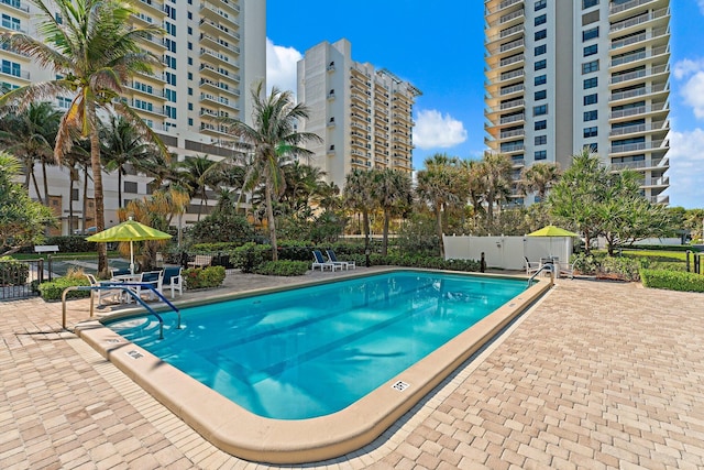 view of pool with a patio