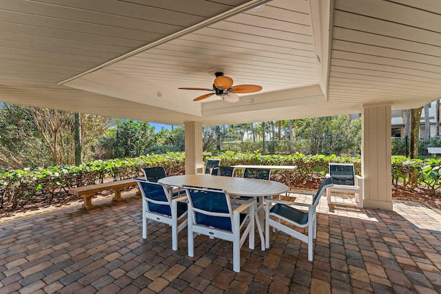 view of patio with ceiling fan