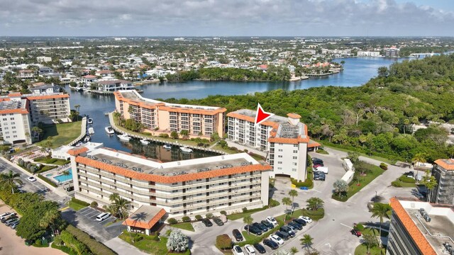 2871 N Ocean Blvd Unit F427, Boca Raton, FL 33431 - bird's eye view of apartment complex, a large body of water, and a pool