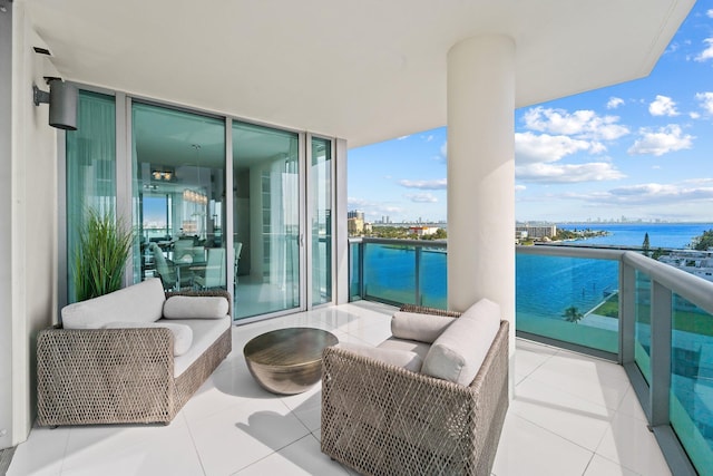 balcony with a water view