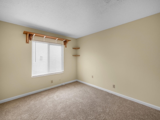 spare room featuring carpet floors and a textured ceiling