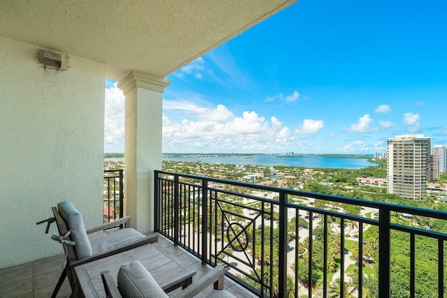 balcony with a water view