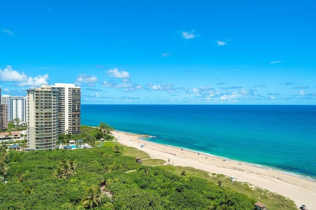 view of water feature with a view of the beach