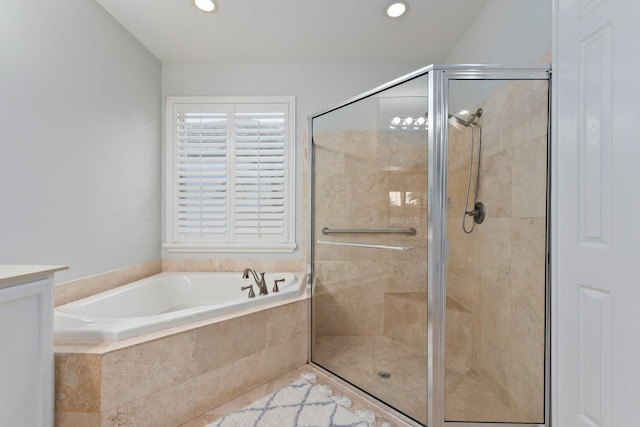 bathroom with plus walk in shower