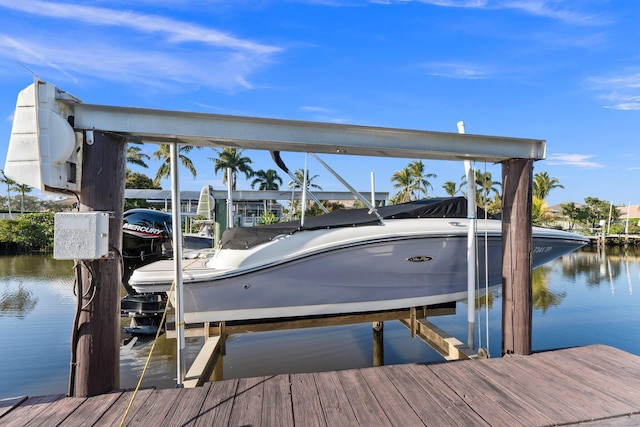 dock area featuring a water view