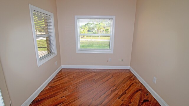 spare room with wood-type flooring