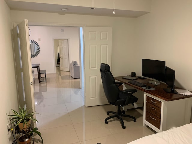 office with light tile patterned floors