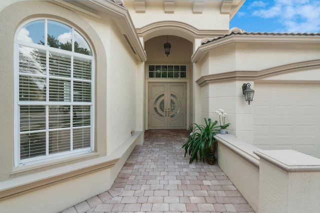 entrance to property with a garage