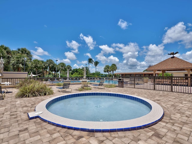 view of pool featuring a patio area