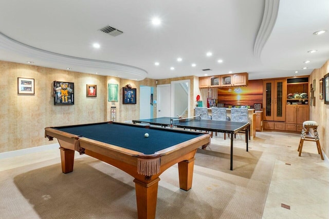 game room featuring pool table