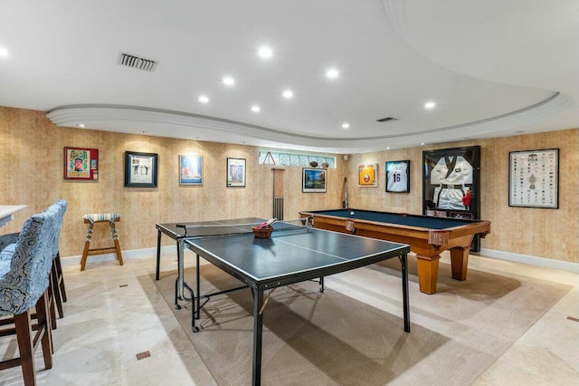 recreation room with billiards