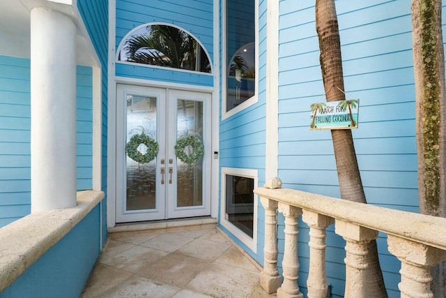 property entrance with french doors