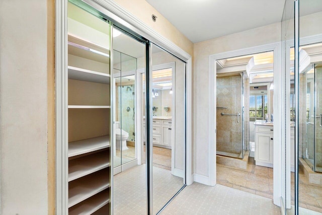 interior space with light tile patterned floors