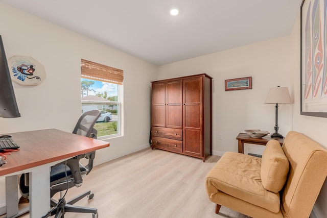 office space featuring light wood-type flooring