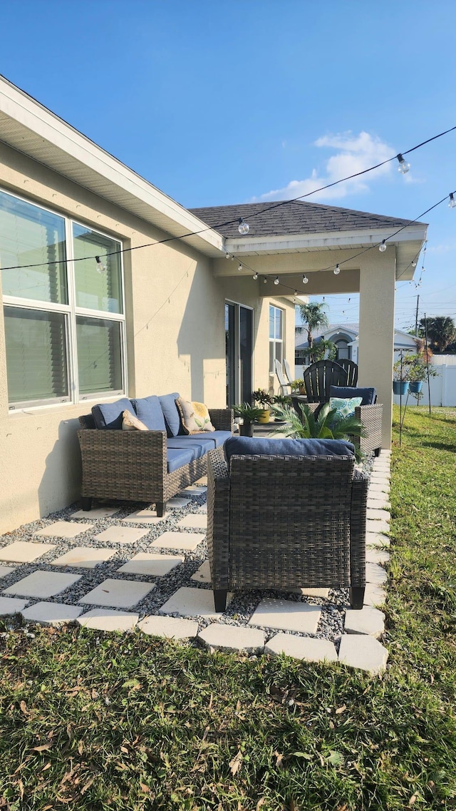 view of patio with an outdoor living space