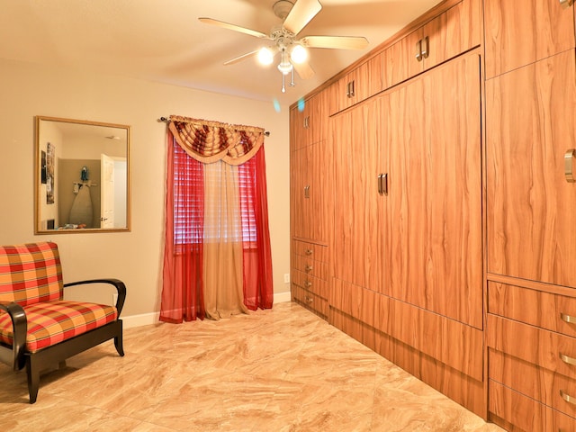 bedroom featuring ceiling fan