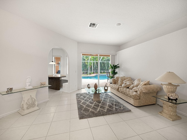 view of tiled living room