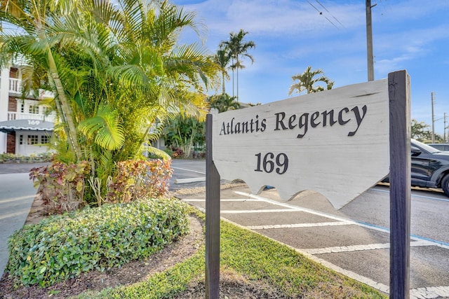 view of community sign