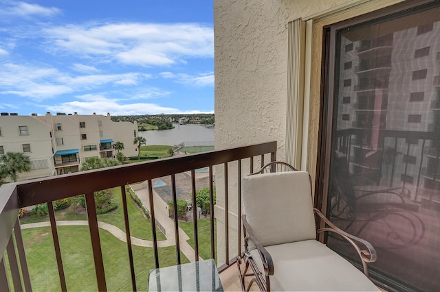 balcony with a water view