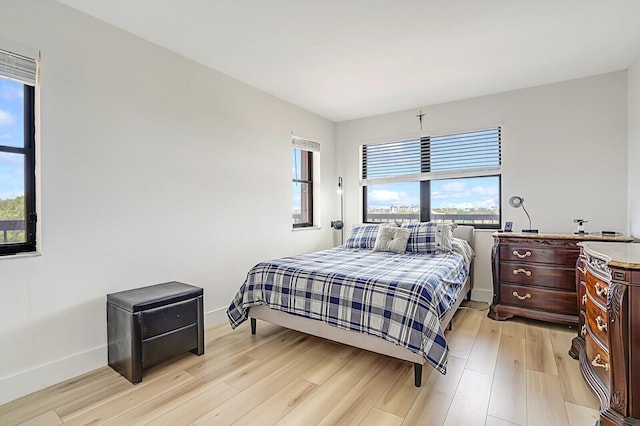 bedroom with light hardwood / wood-style floors