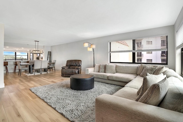 living room with hardwood / wood-style floors