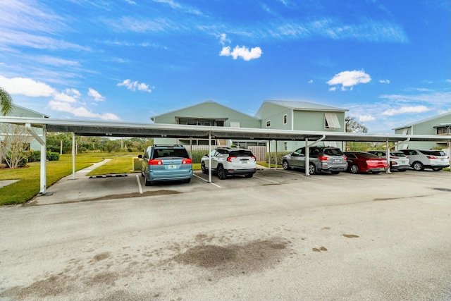 view of parking with a carport