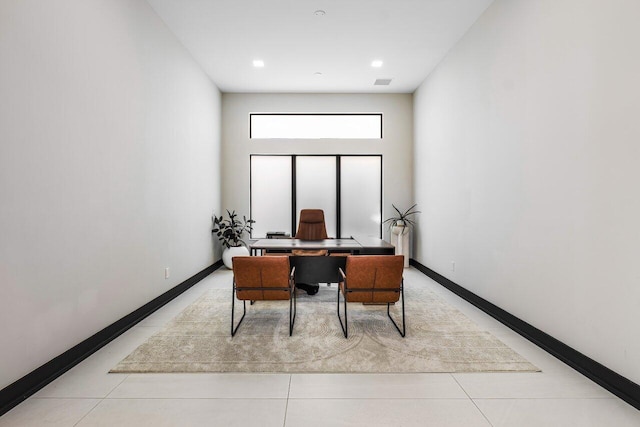 office space featuring light tile patterned floors