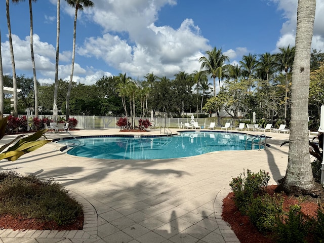 view of swimming pool with a patio