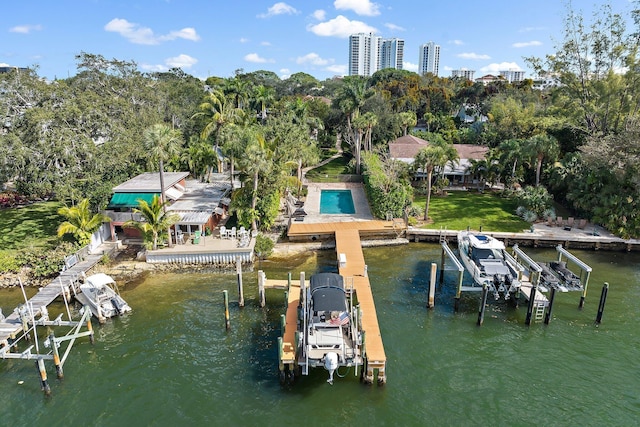 dock area featuring a water view