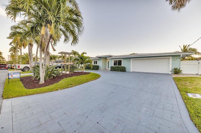 view of front of house with a garage