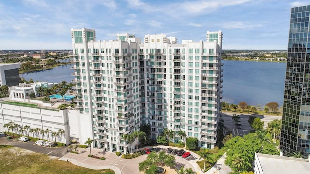 view of property with a water view