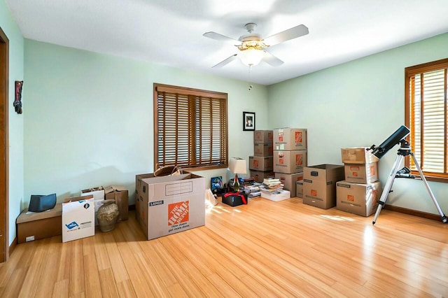 interior space featuring a ceiling fan