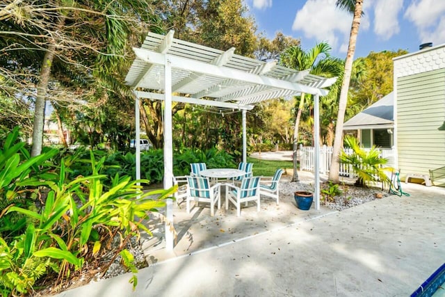 view of patio featuring a pergola