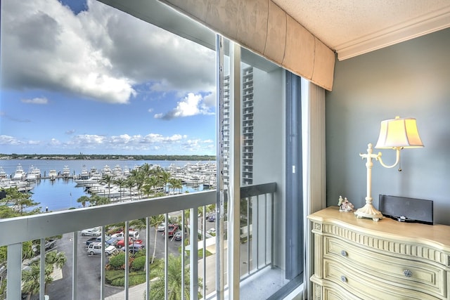 balcony with a water view