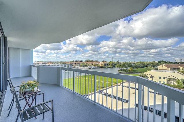 balcony with a water view