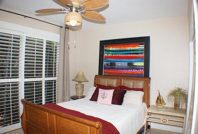 bedroom featuring ceiling fan