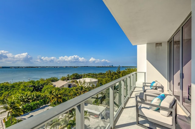 balcony with a water view