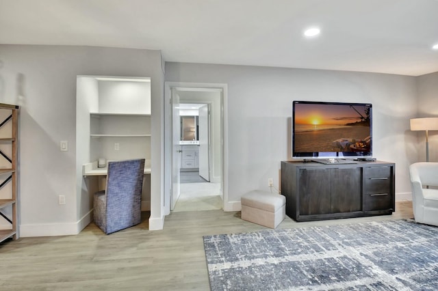 bedroom with light hardwood / wood-style flooring