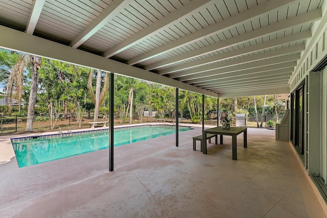 view of pool featuring a patio