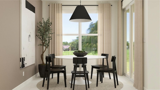 dining room with light tile patterned floors