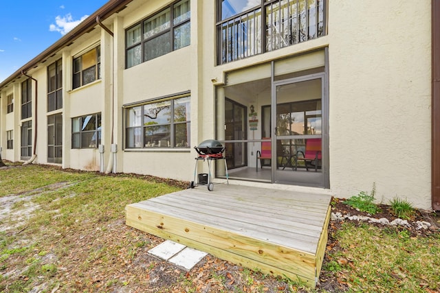 exterior space with stucco siding