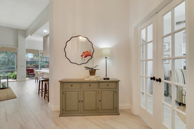 hallway with french doors