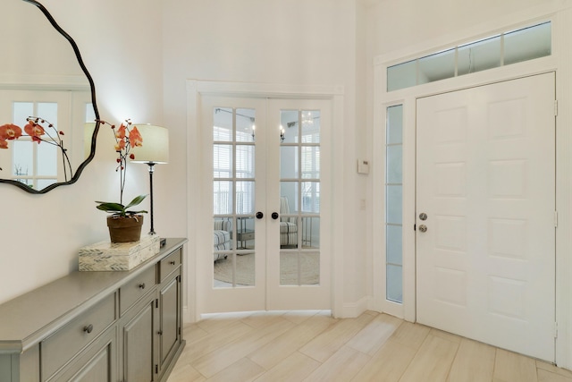 entryway featuring french doors