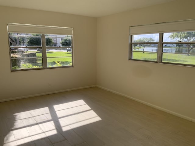 spare room featuring wood-type flooring