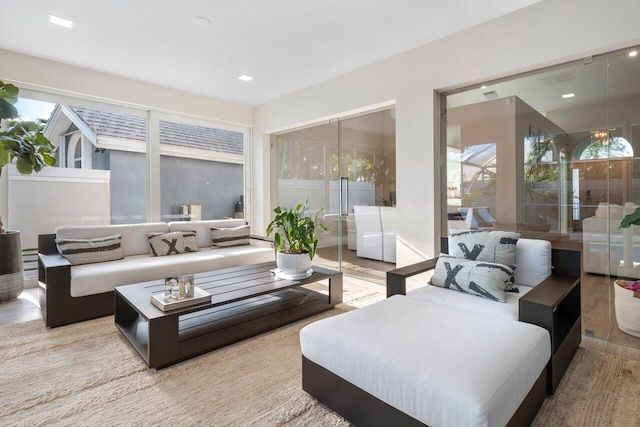 living room featuring light hardwood / wood-style floors