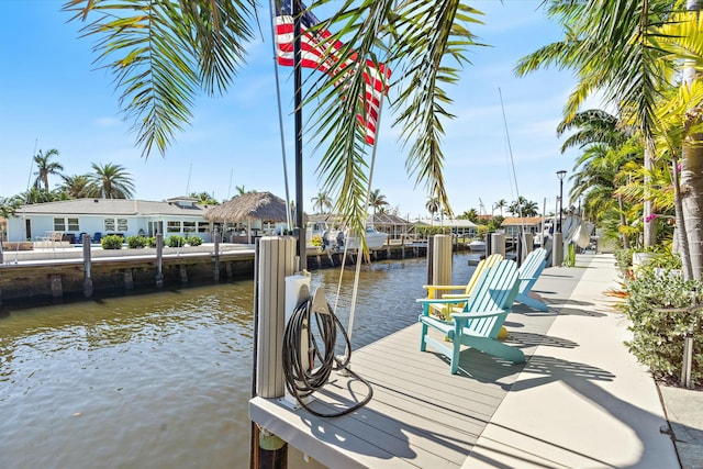 dock area featuring a water view