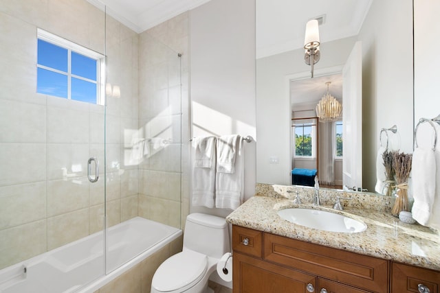 475 NE 4th St, Boca Raton, FL 33432 - bathroom with connected bathroom, crown molding, vanity, toilet, and visible vents