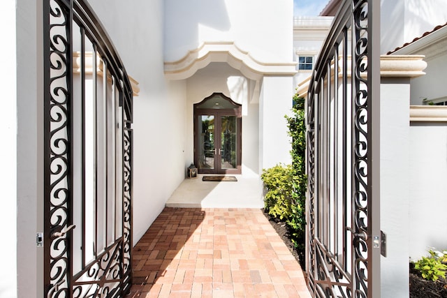 doorway to property with french doors