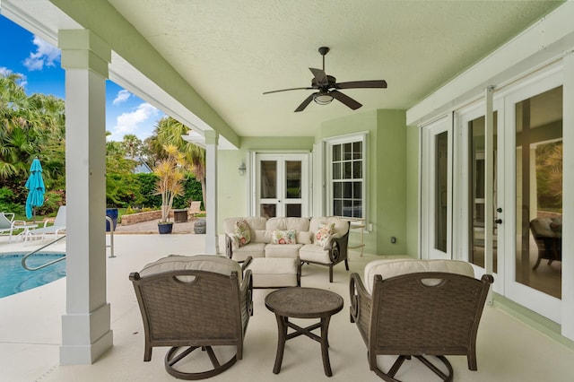 view of patio / terrace featuring outdoor lounge area and ceiling fan